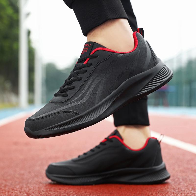Foreign Trade Xiyin Large Size Lightweight Soft Sole Men's Sneakers Leather Surface Waterproof Casual Running Shoes Men's Shoes Spot