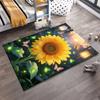 Sunflower Carpet with Butterflies and Fireflies, Glow Effect, Night Scene Suitable for use as an anti-slip for living room bedroom sofas