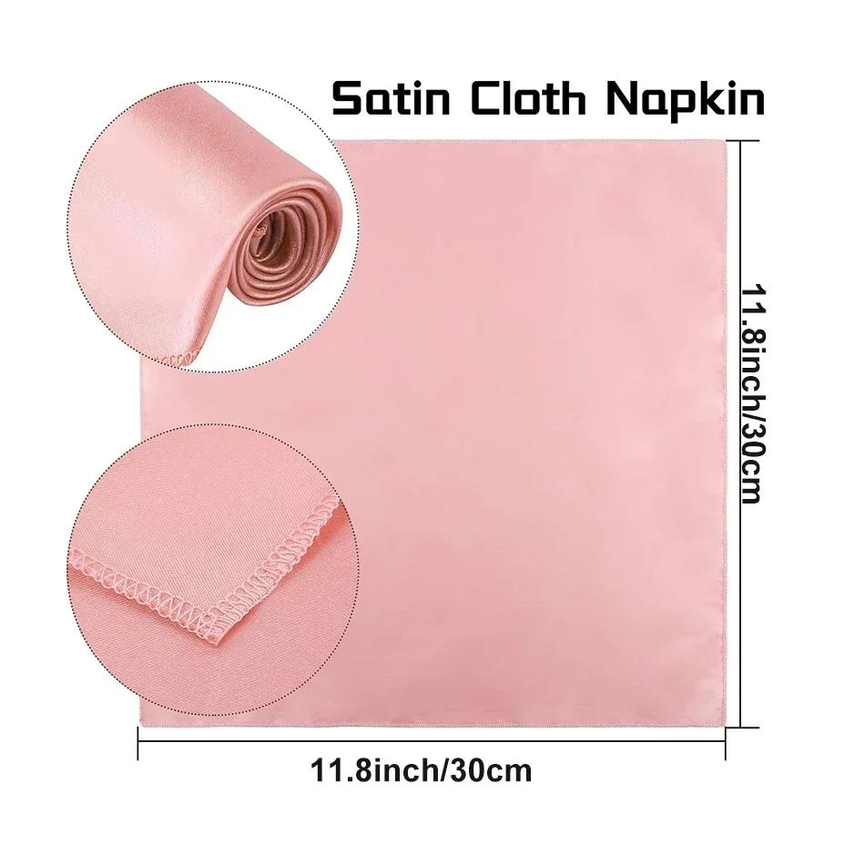 12PCS Satin Weddings Napkins Cloth 30X30cm Dinner Polyester Table Decor For Party Birthday Wedding Decoration