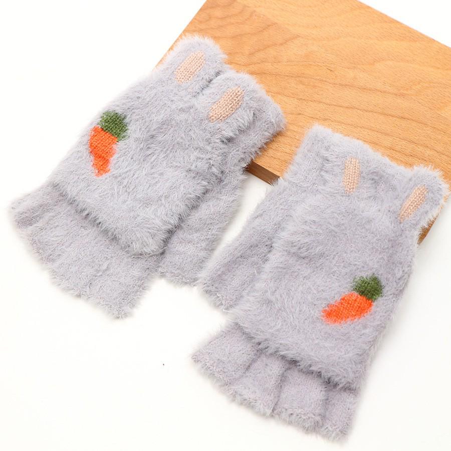 Kids' Winter Fingerless Flip-Top Writing Gloves – Warm Half-Finger Gloves for Boys & Girls