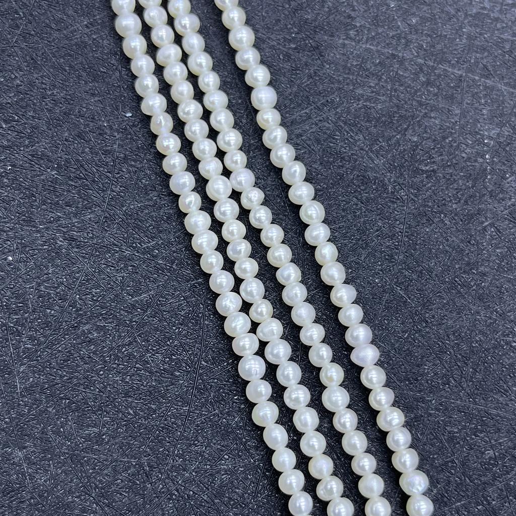 1String, White Natural Freshwater Pearls Beads for Jewelry Making DIY Crafts (Beads 3-4mm, Length 36cm)