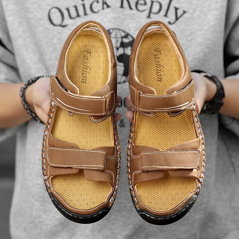 Classic High Quality Cow Leather Sandals Summer Outdoor Handmade Men Sandals Fashion Comfortable Men Beach Leather Shoes Size48
