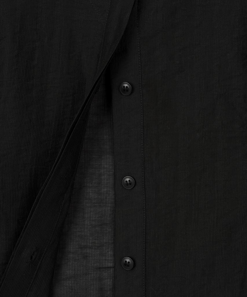BASIKA Half-Sleeve V-Neck Tie Blouse (Black)
