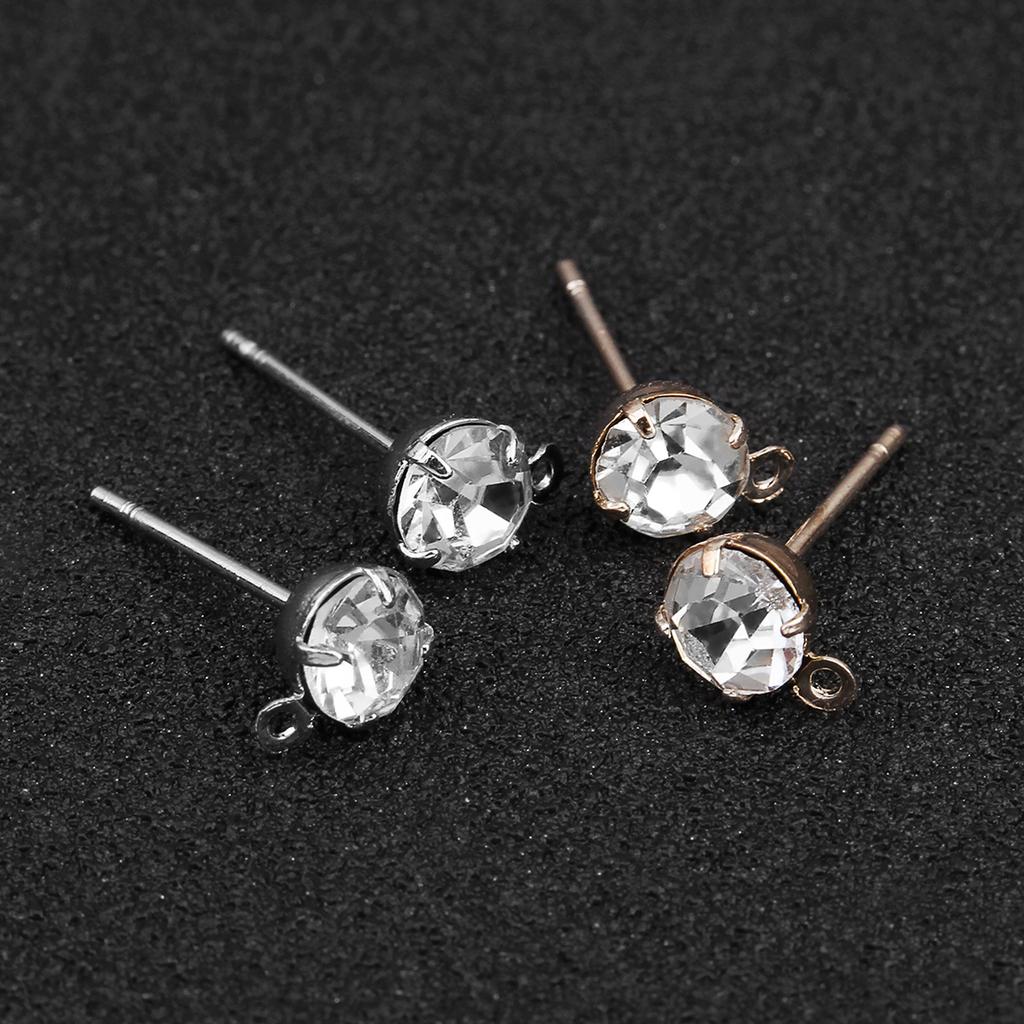 50pcs 4 Prong Copper Rhinestone Crystal Stud Earrings with Hole Fit DIY Dangle Drop Earring Making Findings Accessories