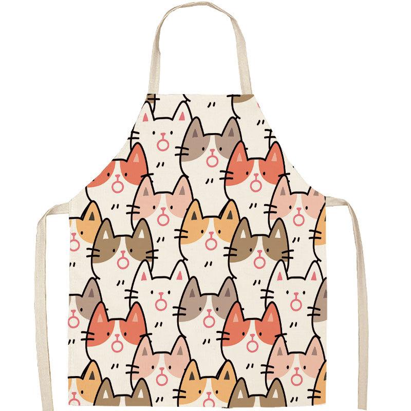 

1 шт. фартук из хлопка и льна для приготовления пищи, милый кот с принтом, домашние фартуки без рукавов для мужчин и женщин, аксессуары для выпечки, бытовые кухонные принадлежности 1pc style J