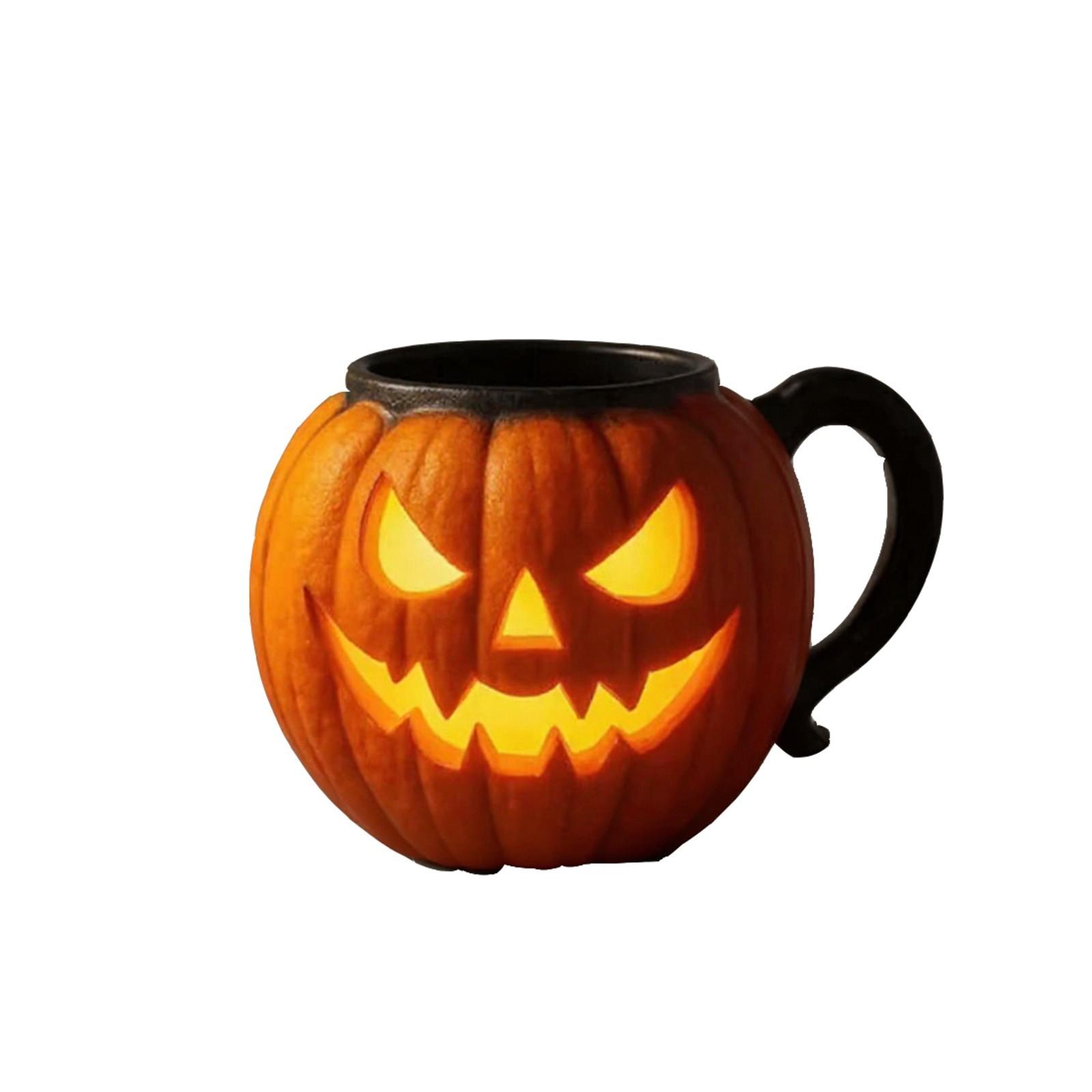 

Кружка для кофе с лицом тыквы на Хэллоуин, Оригинальная чашка из смолы, Глянцевая отделка, Цилиндрическая форма, Можно мыть в посудомоечной машине, Подарок для женщин, мужчин, детей One Size
