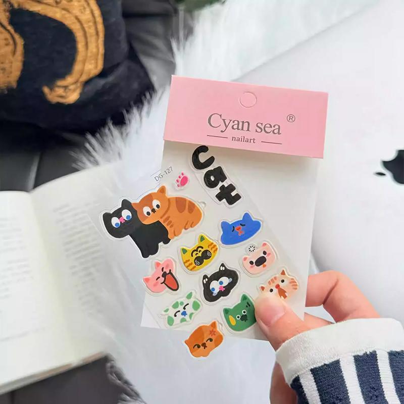 1 Blatt 3D Epoxidharz Transparente Aufkleber Ins Niedliche Schwarze Katze Cartoon Gelee Aufkleber Dekoration Für DIY Handyhüllen Laptop Tablet