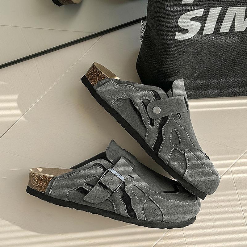 Cork Mules Slippers Men Women Close Toe Slippers Home Shoes Clogs Vintage Muller Slippers Arch Support