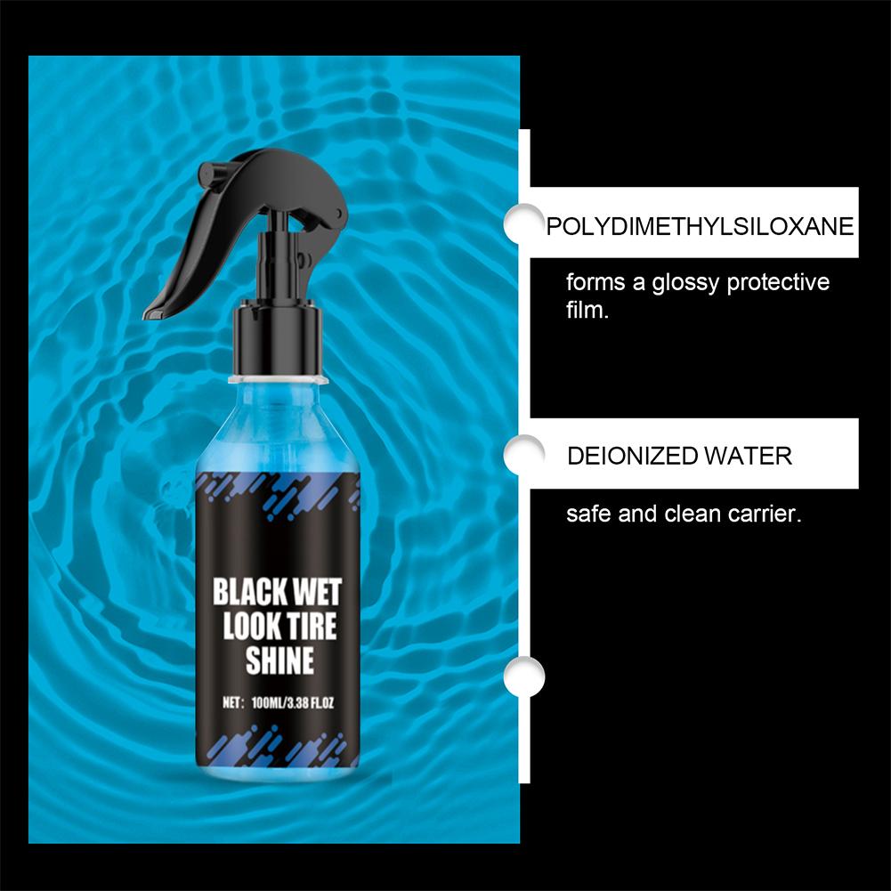 Black Wet Look Tire Shine Dressing Quick Drying For Tire Gloss Shine Care Spray For Motorcycles Cars Trucks RVs
