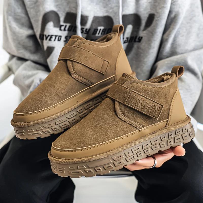 Autumn and Winter Men's Snow Boots Warm Fur-Lined Thickened Mid-Calf Cotton Shoes Thickened Bakers Fashion Casual Shoes Sneakers