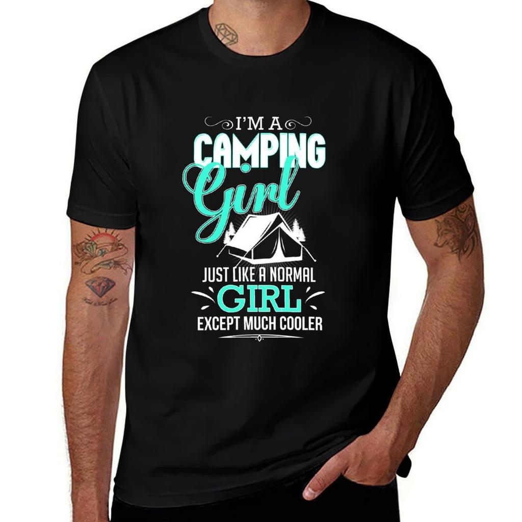 Slogan Im Funny Camping Girl Camping A TShirt Large Size Breathable Tee