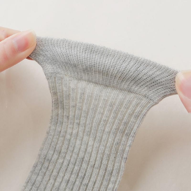 Thin Kid Girl Striped Mesh Knee High Socks Breathable Comfortable Calf Sock for Students Spring Summer Vertical Line Long Socks