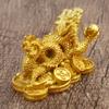 2 Pcs Decorations Money Dragon Statue Office Chinese Ancient Coins Resin Artware