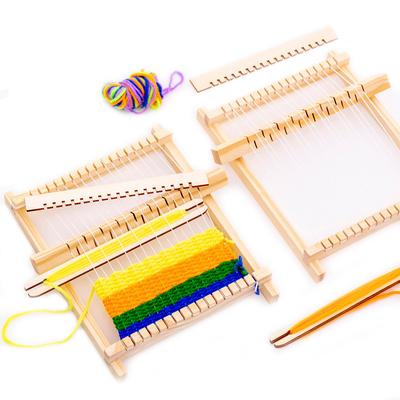 Kinder Holz DIY Webstuhl Spielzeugset Rollenspiel Handstrickspielzeug für Mädchen Haushaltsstrickmaschine Feinmotoriktraining