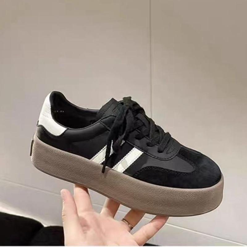 Spring New Thick-Soled Inner Heightening White Shoes For Women Retro Korean Style Sports And Leisure Sneakers For Women