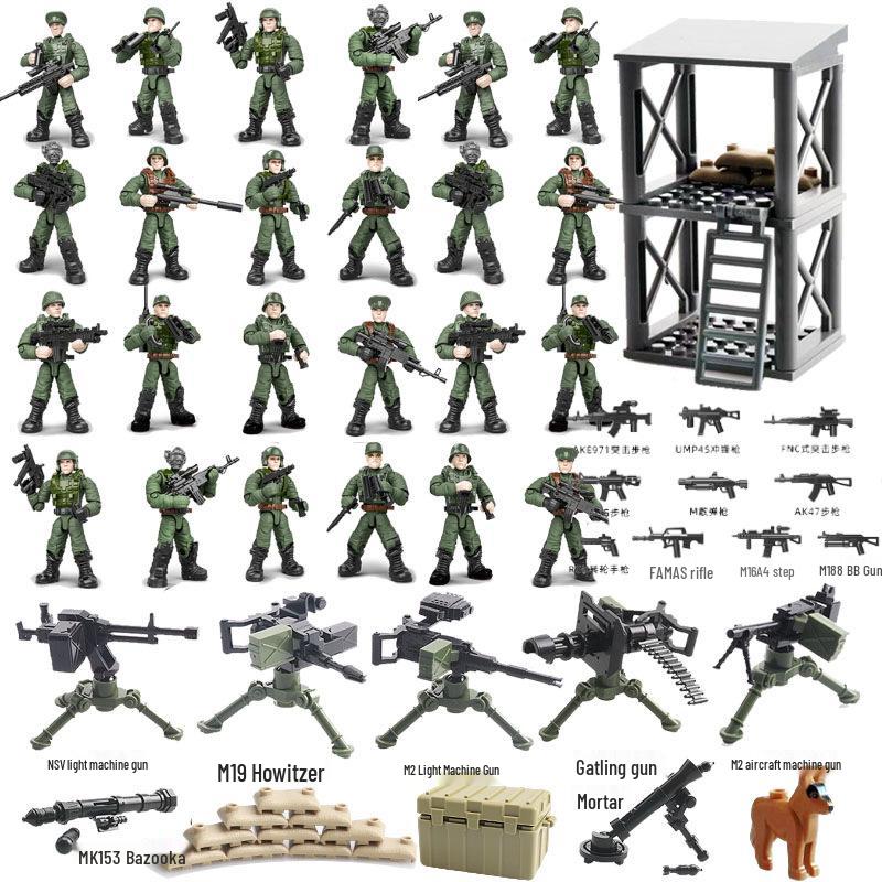 Movable Military Minifigure Building Blocks for Boys