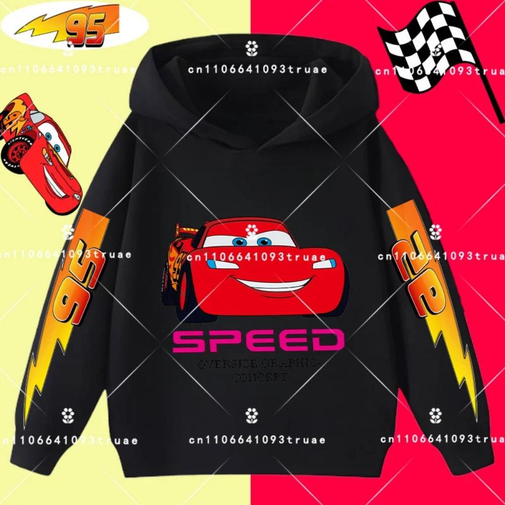 Cars Lightning McQueen Racing Children Hooded Sweatshirt Boy Girl Autumn Winter Daily Outdoor Vacation Casual Warm Sportswear