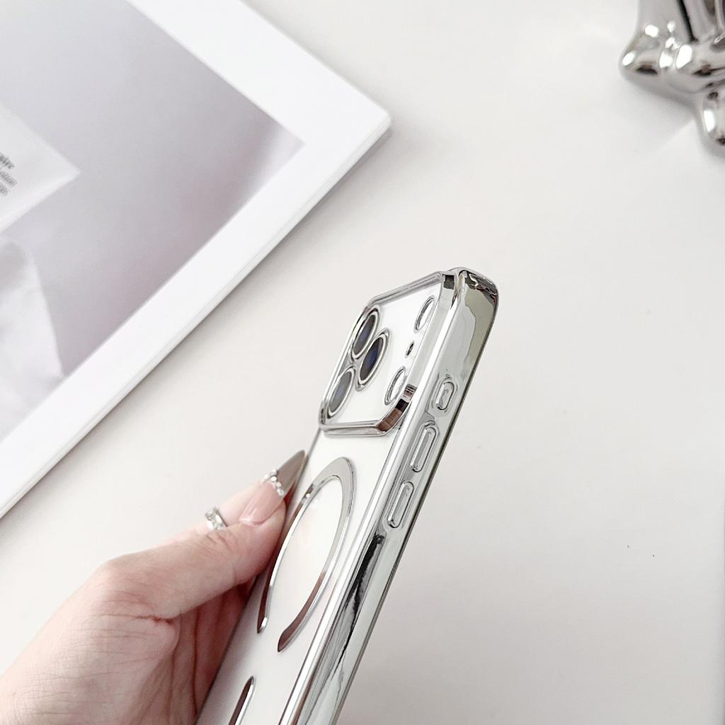 For iPhone 17 Pro Case Compatible with MagSafe Electroplating TPU Phone Cover with Long Lanyard