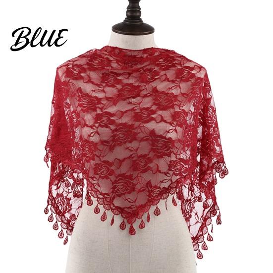 Boho Lace Scarf for Daily Use Floral Shawl with Tassels Women Elegant Sheer Wrap Wedding Head Church Evening Party Lightweight Rose Jacquard Fringed
