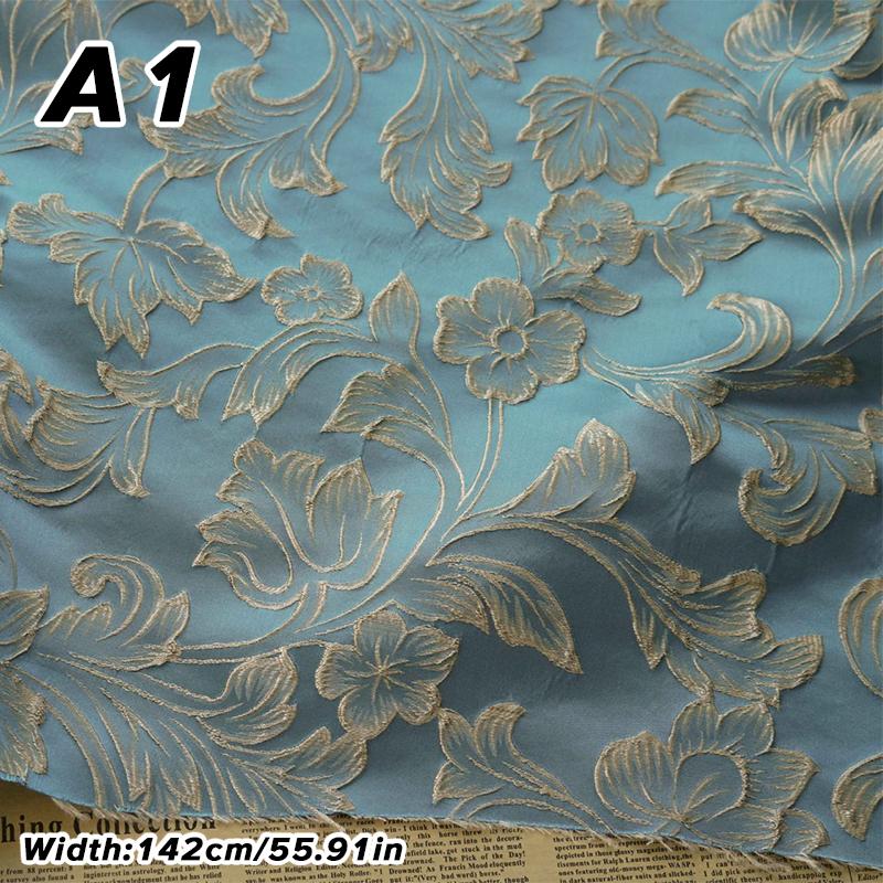 1M Luxus Goldene Seidenblume Geprägtes Jacquardgewebe Gewebter Brokatstoff Bekleidung Kleid Anzug Tasche Polsterung DIY Nähstoff