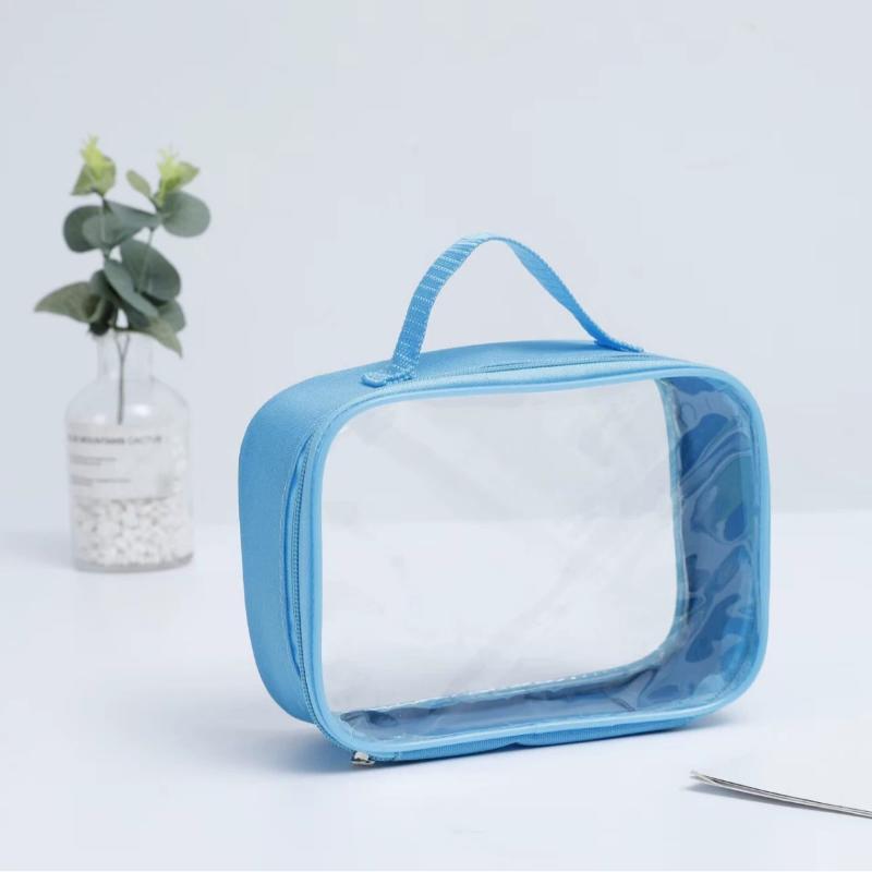 

Candy Color Transparent Beach Bag Pu Leather Large Capacity Clear Pvc Handbag Waterproof Swimming Small Tote Travel as the picture