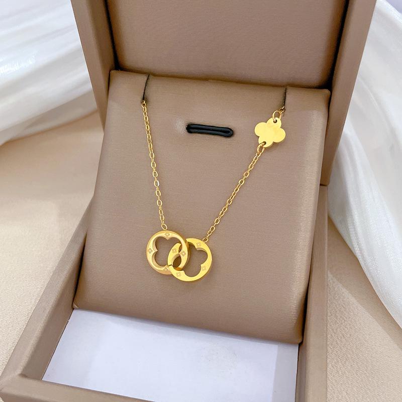 Full Titanium Steel Geometric Animal Minimalist Real Gold Necklace for Women - Collarbone Chain