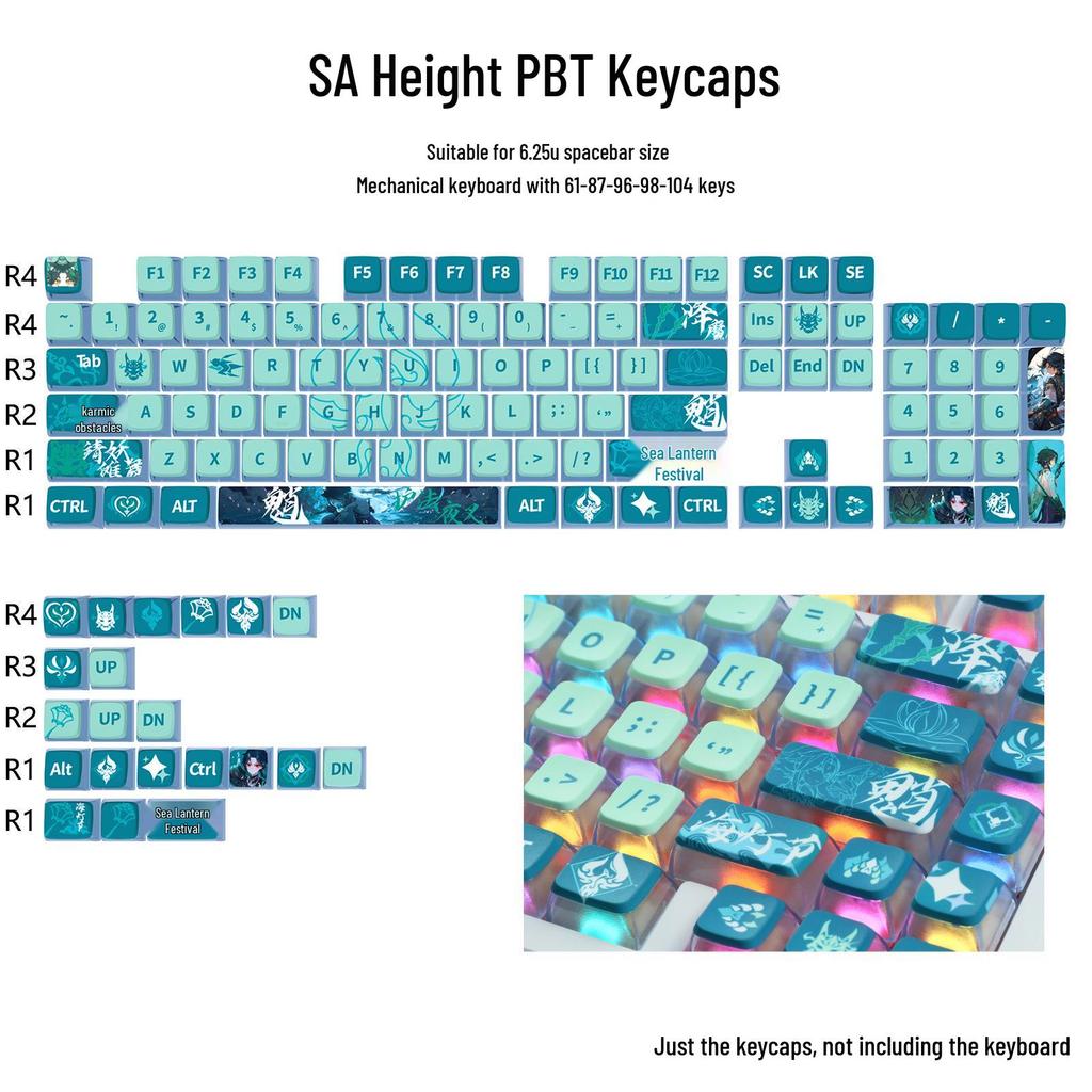Four-Sided Translucent Color Keycaps for Customized Mechanical Keyboard