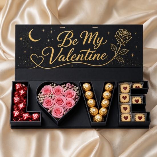 Leere Valentinstag LOVE Briefbox, Romantische befüllbare Geschenkbox, Schokoladen-Erdbeer-Süßigkeiten-Schmuck-Verpackungsbox für Geburtstag, Hochzeitsfeier
