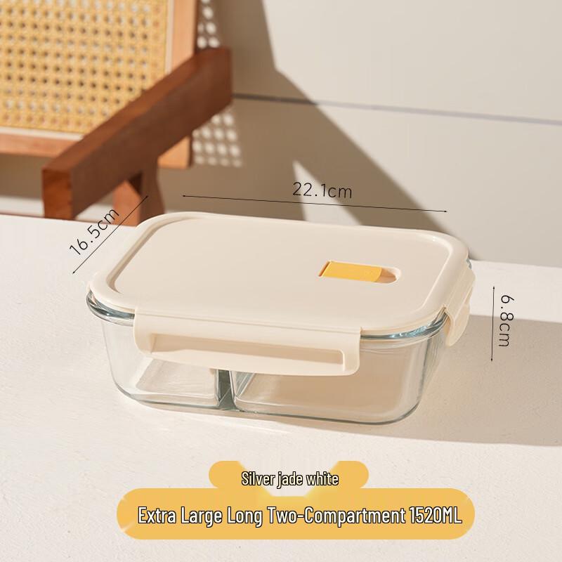ZISIZ Rechteckige Glas-Lunchbox mit 3 Fächern