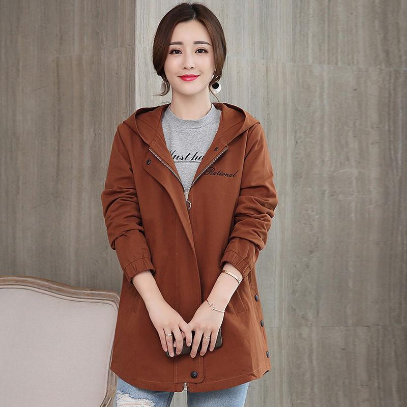Extra Large Size Women's Autumn All-match Jacket Women's Hooded Windbreaker Casual Top
