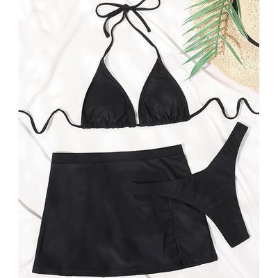 Sexy Badeanzug Damen neuer Bikini einfarbig geteilt hohe Taille geteilt dreiteiliger Badeanzug
