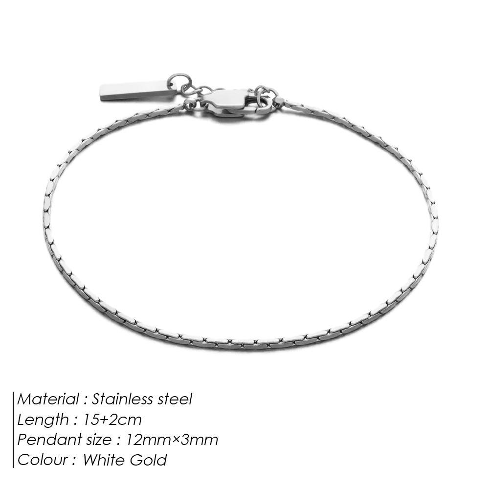 18K Gold-Plated Stainless Steel Couple's Bracelet with Long Bar Pendant – Versatile Non-Fading Hand Jewelry Design