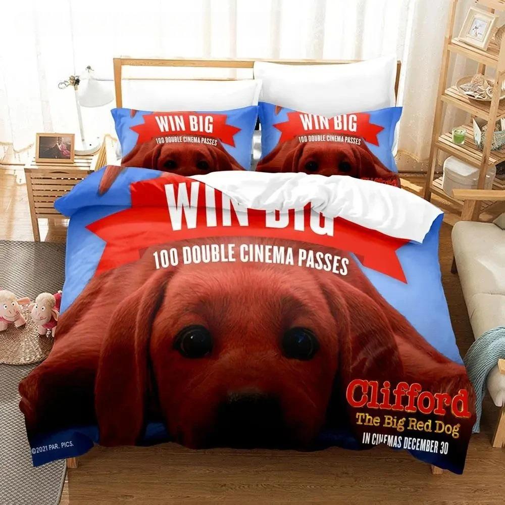 

Clifford The Big Red Dog Bedding Set Single Twin Full Queen King Size Bed Set Aldult Boys Bedroom Duvet cover Cool Boy/girl Bed EU single(135x200cm)