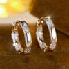 Trendy Crystal White Zircon Round Hoop Earrings For Women Vintage Gold Color Wedding