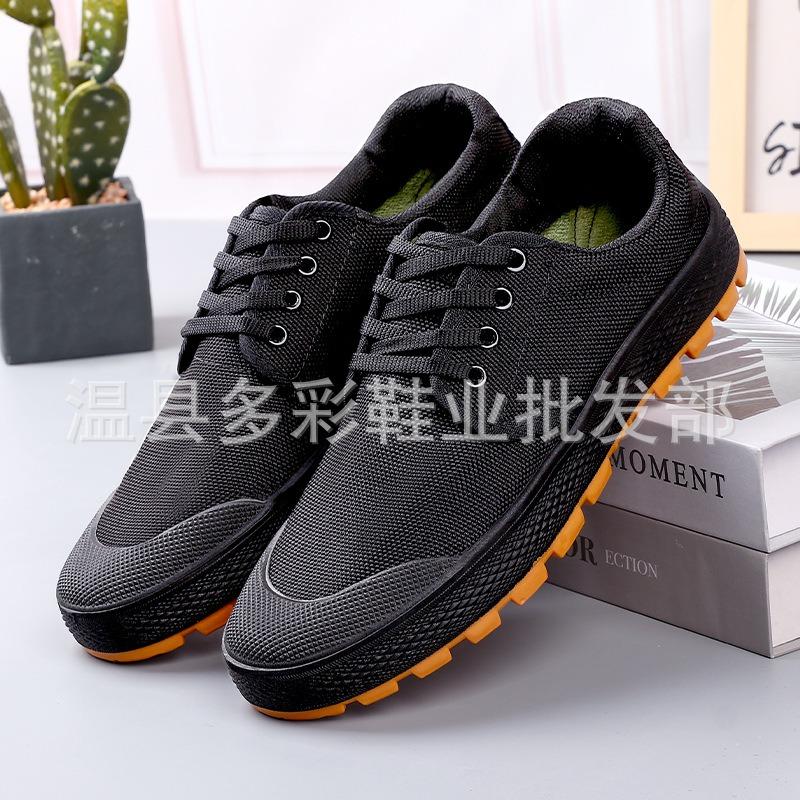 beef tendon sole labor protection shoes, construction site training canvas shoes, outdoor farmland camouflage military training shoes