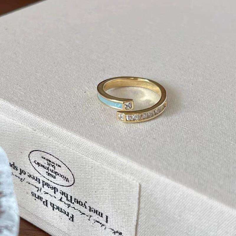 Unique Enamel Blue Mother Of Pearl Ring For Women Fashionable And Elegant Accessory