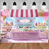 Ice Cream Shop Background, Summer Pink Sweet Candy Princess Girl Shower, Birthday Photography Background, Donuts