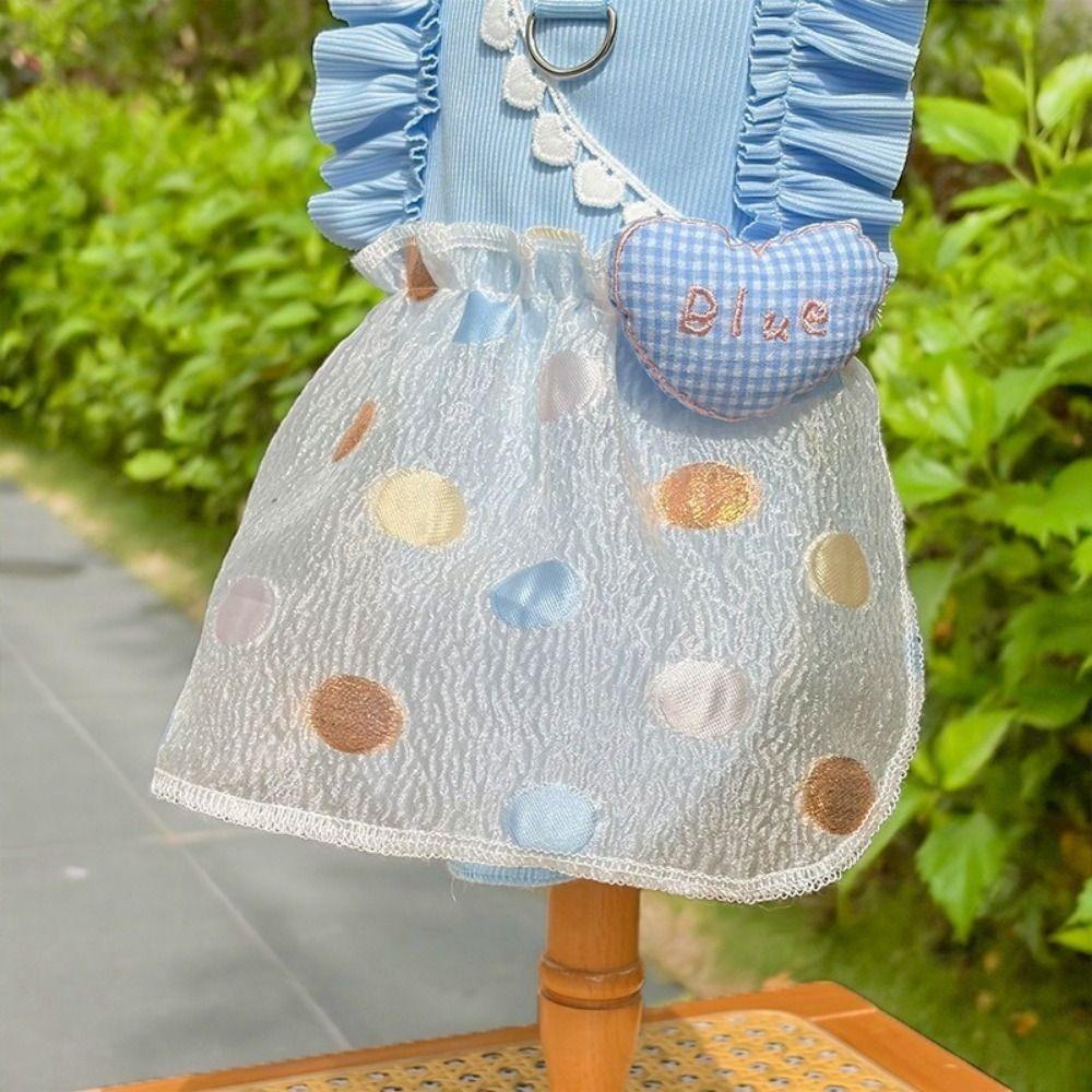 Cute Point Pattern Pet Bubble Skirt Thin Breathable Dog Cool Dress Skin-friendly Soft Pet Princess Dress for Dogs Cats