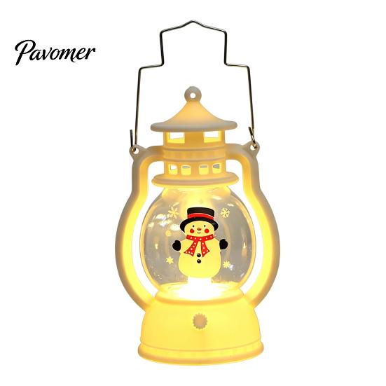 Kids Bedside Night Lamp Christmas Lantern Light, Retro Santa/Snowman/Tree Handheld Oil with Vintage Style Pony Warm LED, Cute Holiday Tabletop Decor,