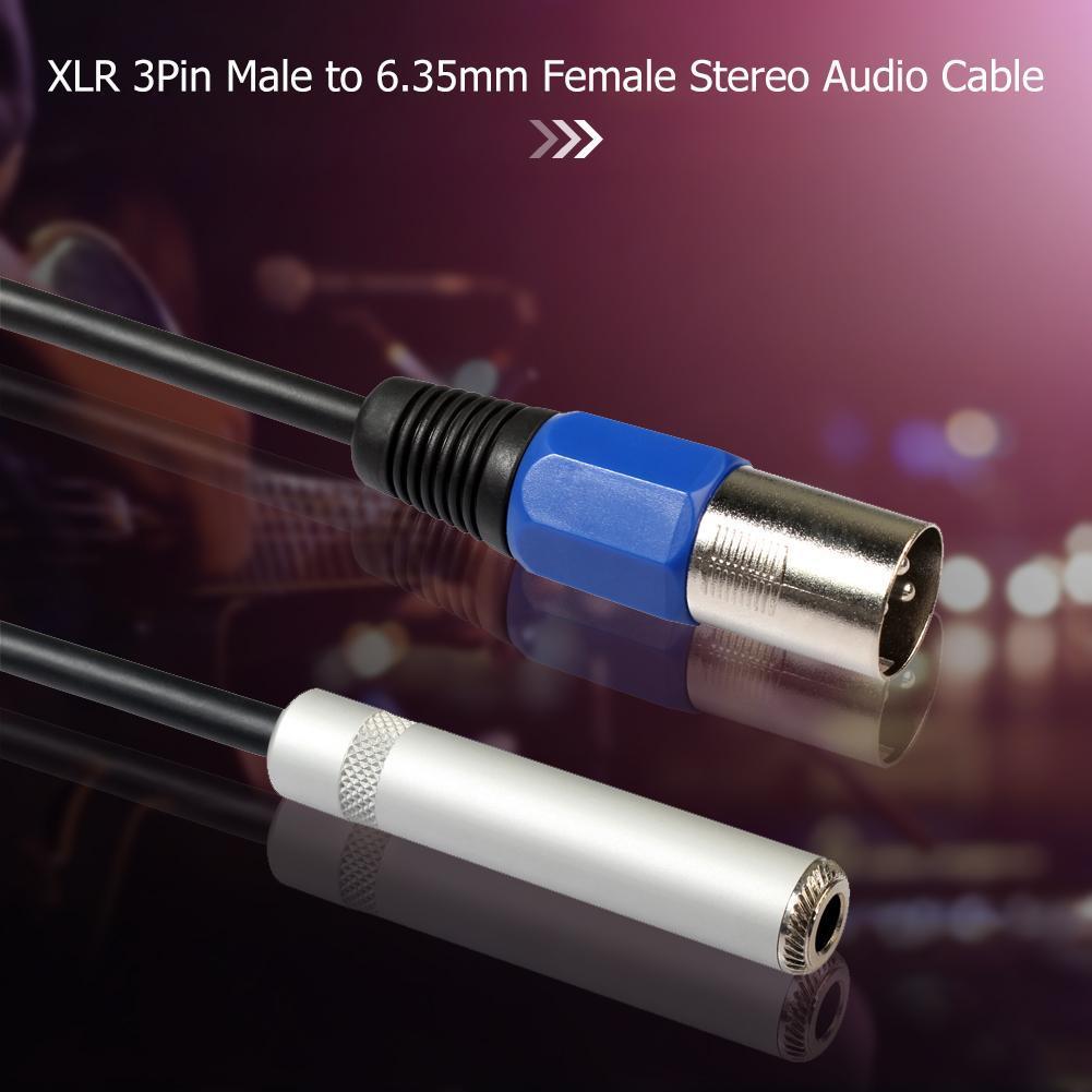 Zinc Alloy Plated Connectors 0.3m XLR 3Pin Male to 6.35mm Female Stereo Audio Adapter Cables Cord for Amplifier Guitar Mic