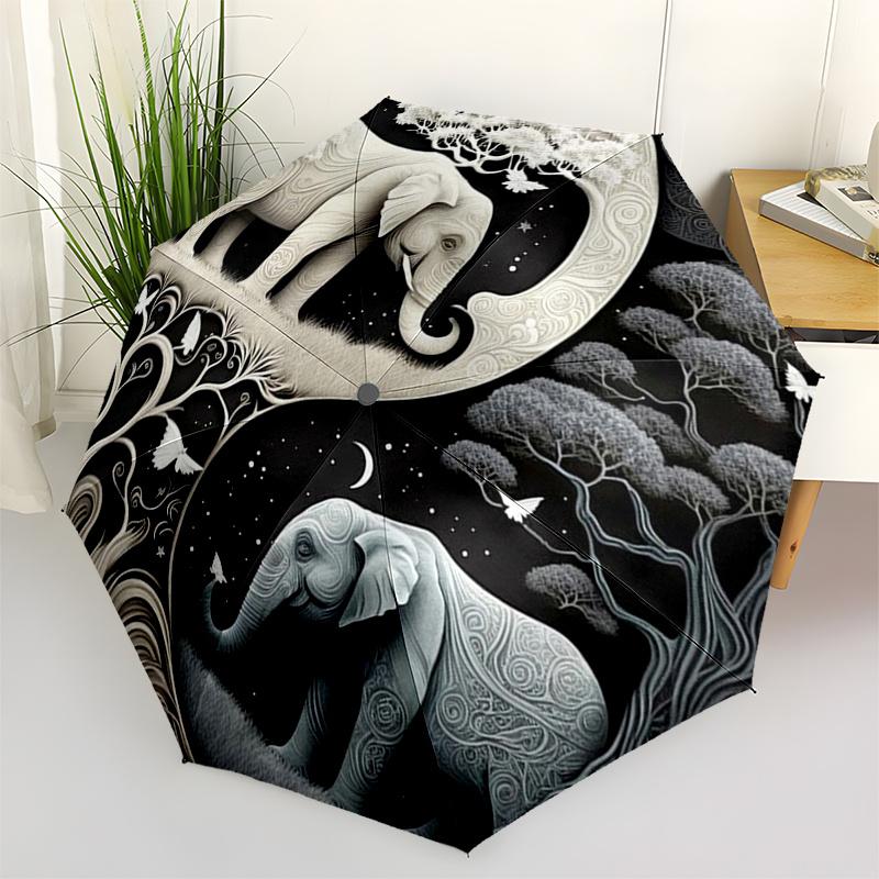 

Yin Yang Elephant Moon Nature Art Print Umbrella, Christmas Gift Y395