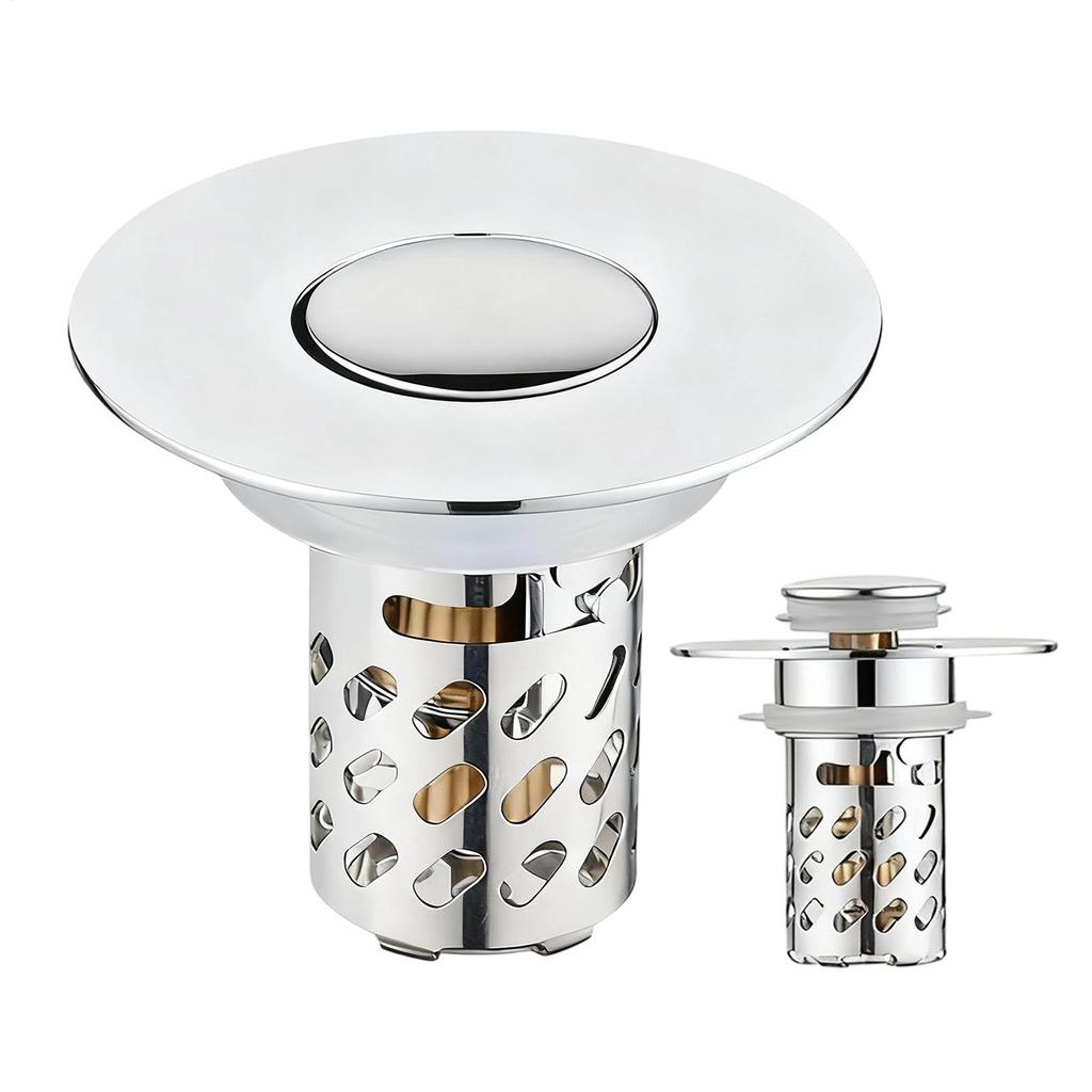 Sink Strainer Rebound Drain Plug Filter Metal Basin Pop-up Sink Filter With Hair Catcher Bathroom Sink Drain Stopper Strainer