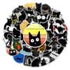 50 STÜCKE Neue Niedliche Schwarze Katze Graffiti Motorradhelm Aufkleber Wasserdicht Heckkoffer Aufkleber Motorrad Karosserie Kratzschutz Aufkleber