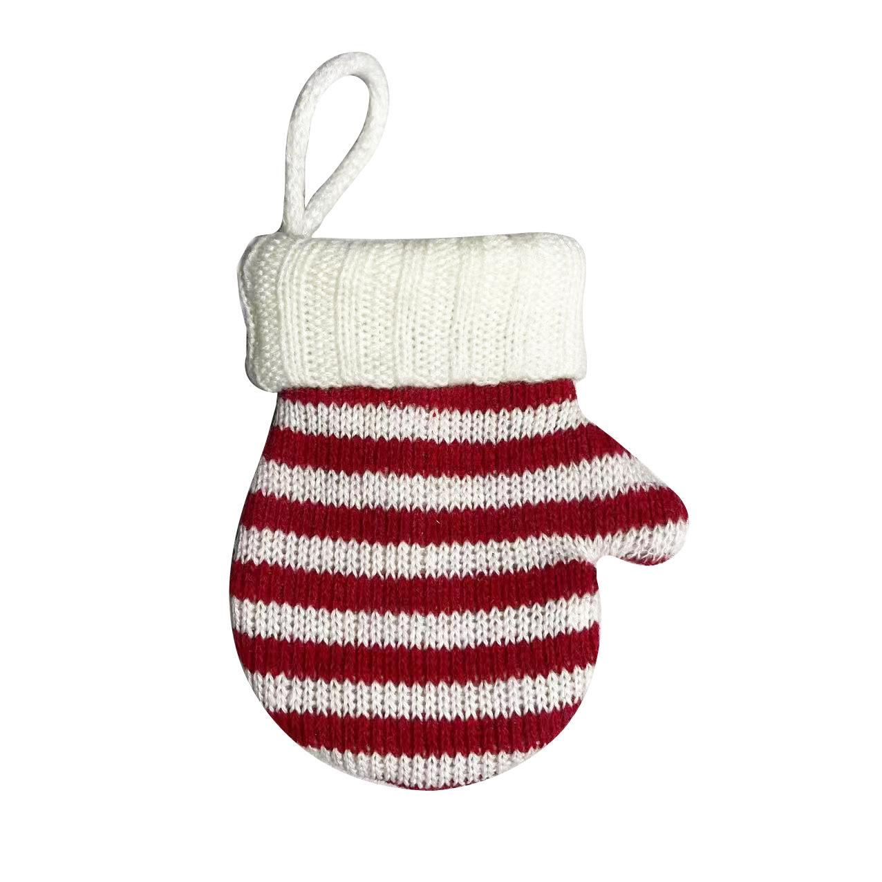 

Green Knitted Mini Christmas Stockings - Small Socks Ornament for Tree Decoration