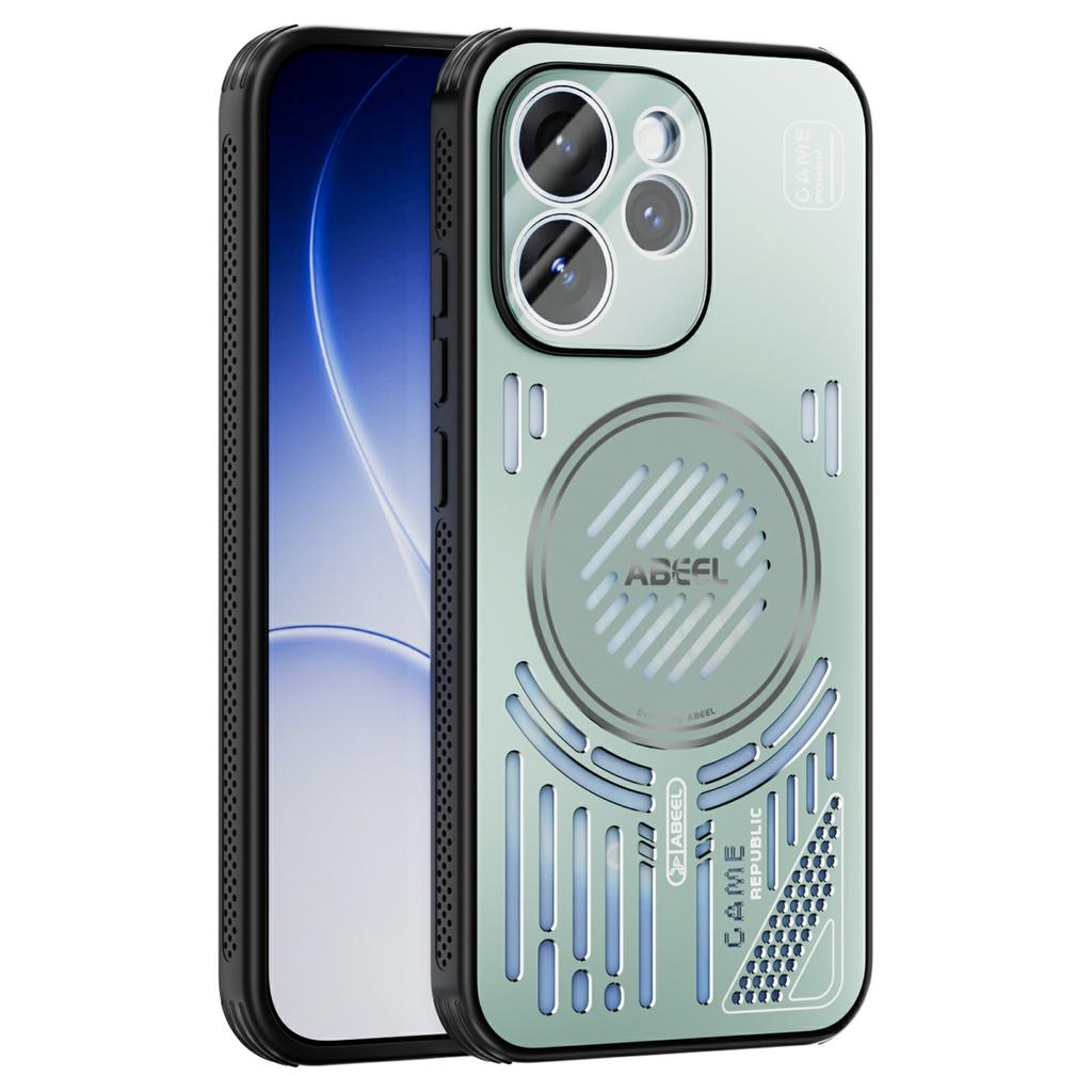 ABEEL For Oppo Reno15 Pro 5G (Global)/Reno15 5G (China) Magnetic Case Aluminium Alloy + PC + TPU Hollow Heat Dissipation Phone Cover