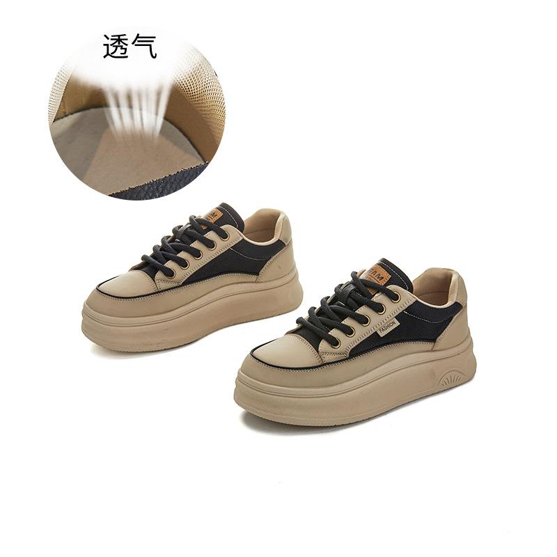 Large Size 41 Small Size 34 Leather Retro Little White Shoes 2025 Autumn New Thick Baseplate Shoes Women's Versatile Sports Women's Shoes