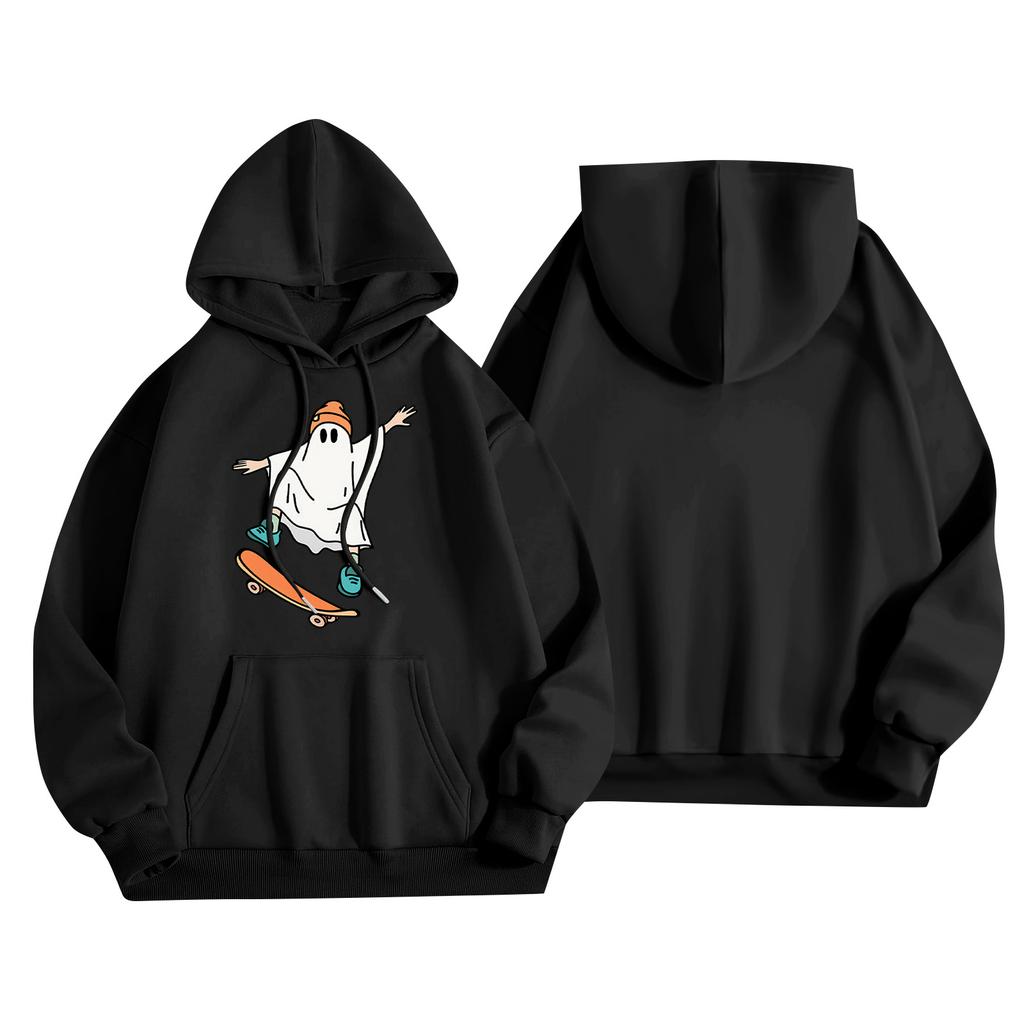 Women's Fashionable, Casual, Comfortable Round-neck, Hooded, Long-sleeved, Halloween-print Warm Sweater