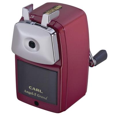 Carl Manufacturing Angel 5 Gran Lápis Mecânico Apontador Manual de Mesa com Ajustável Fabricado em Apontador, Vermelho, Afiação, Japão, A5GRS-R