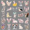 Sphinx Hairless Cat Waterproof Stickers - 50 Cartoon Sheets for Phone and Suitcase Decoration