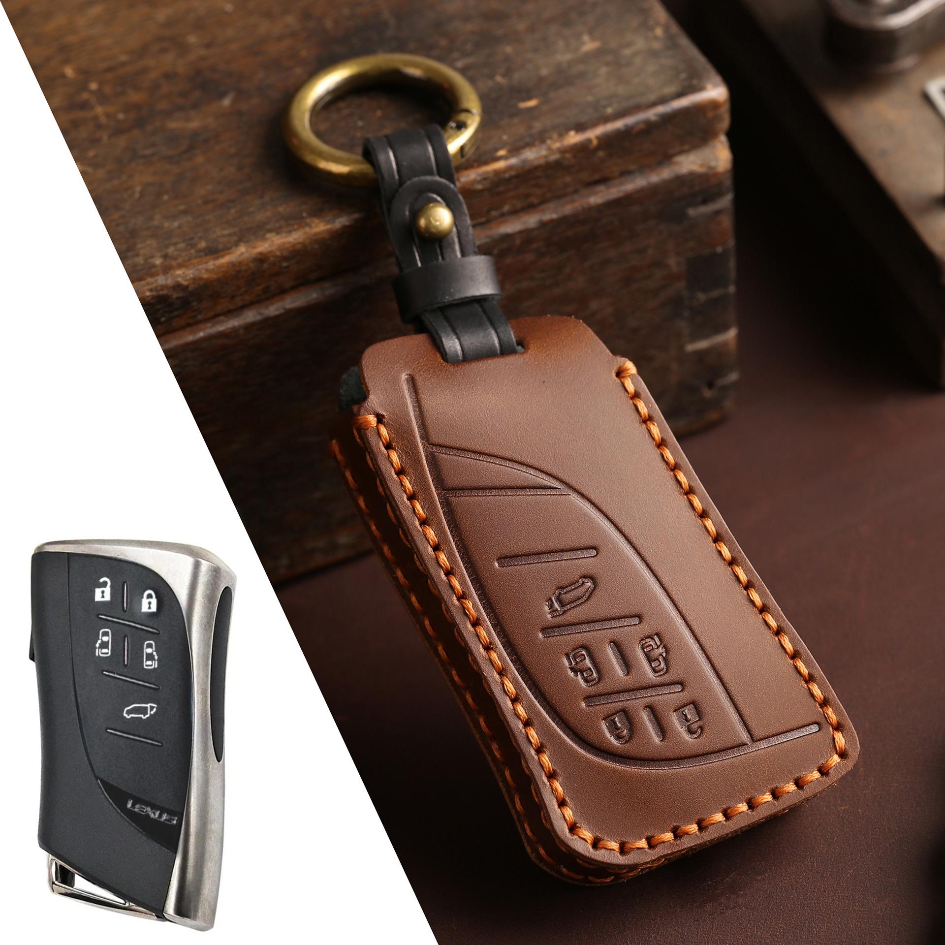 

Suitable For Lexus Lm350H Key Set Lm500 Crazy Horse Leather Car Leather Shell Buckle коричневый